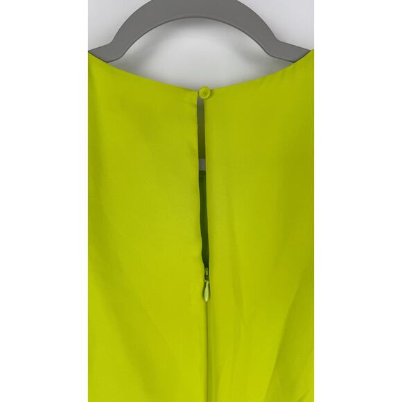 Halston Sleeveless High Neck Drape Front Mini Dress Womens 14 Lime Green New - Picture 9 of 10